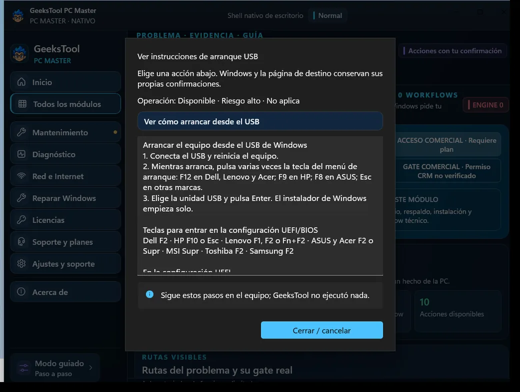 Guías: cómo arrancar desde el USB de Windows, paso a paso.